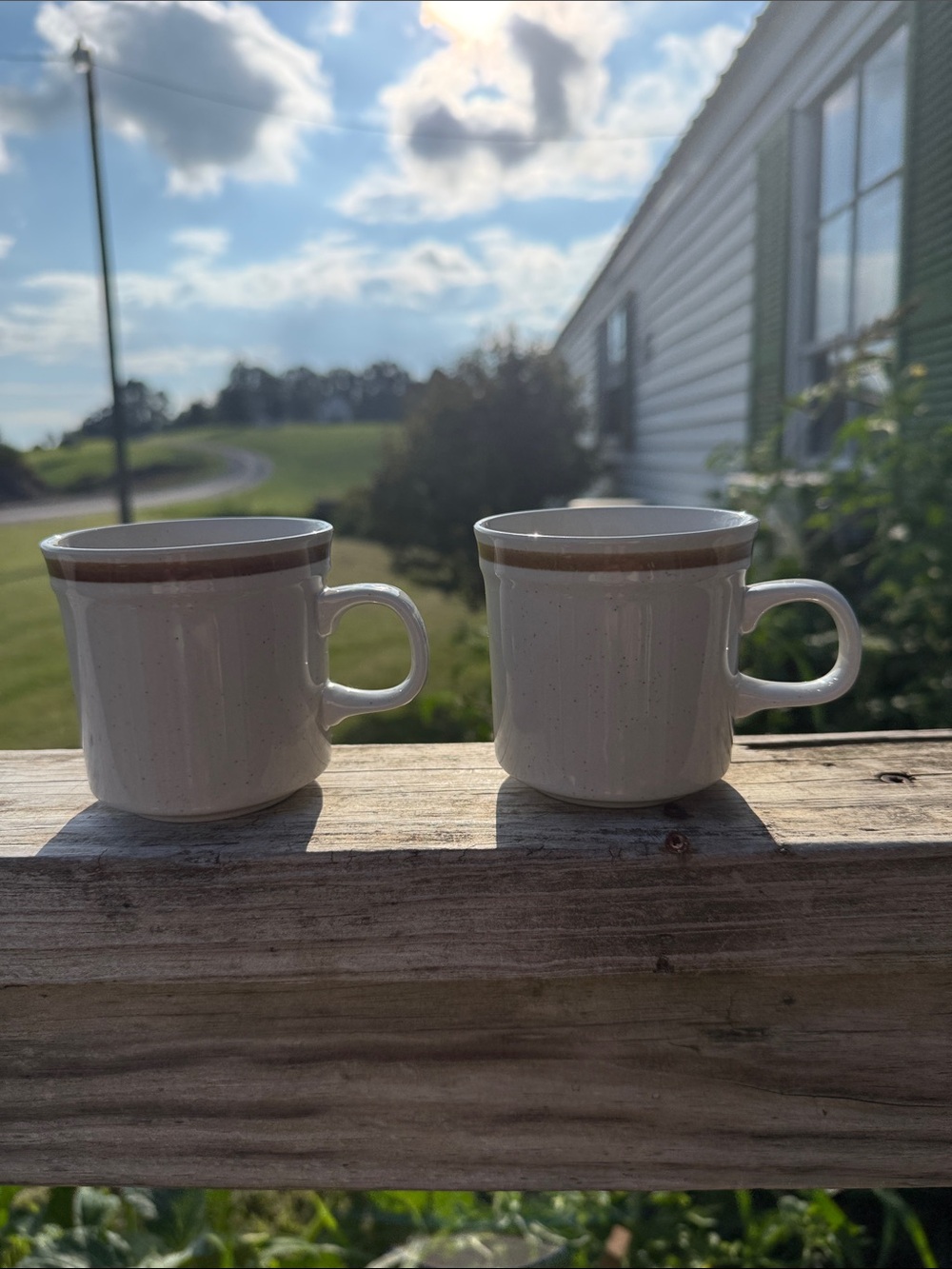 Vintage Old Brook stoneware mugs set of 2